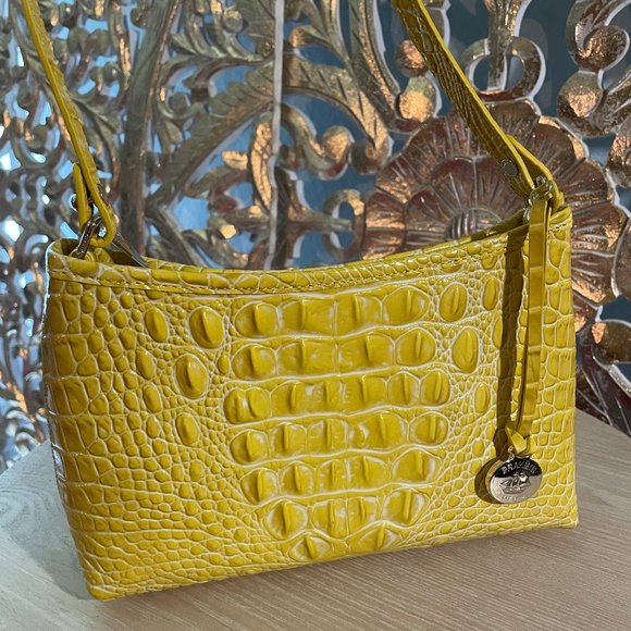 Brahmin Bags Brahmin Embossed Yellow Leather Shoulder Bag Poshmark